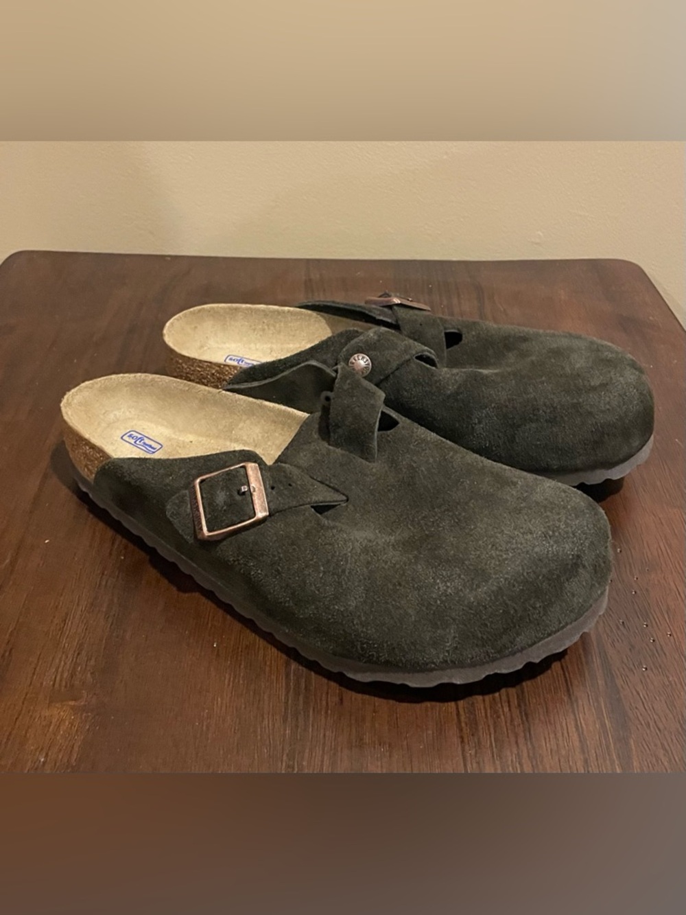 Birkenstock Boston Soft Footbed Clogs, Suede Leather, Dark Brown, EU 42